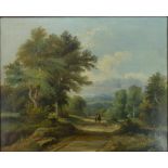 Late 18th/early 19th Century School, a study of a horseman and boy walking down a country lane,