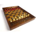 A Jacques of London turned bone traveling chess board,