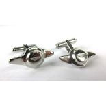 A pair of modern silver 'Aston Martin' cufflinks, boxed,