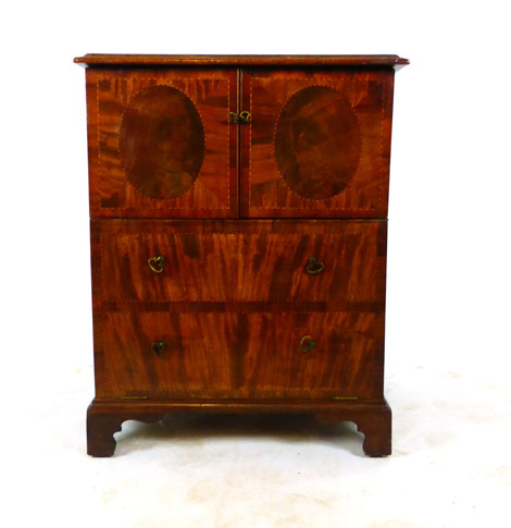 A late 18th century mahogany, marquetry and herring bone strung cabinet, - Image 2 of 4