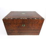 An early 20th century amboyna writing box,