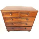 A Victorian mahogany chest of two short over three long drawers on turned feet, h. 104 cm, w.