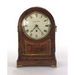 A Regency rosewood and brass strung mantle clock,