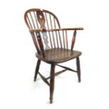 A 19th century elm, ash and beech Windsor chair,