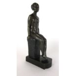 A 20th century bronze of a nude seated on a plinth, the base marked Trāumende and singed to back 'S.