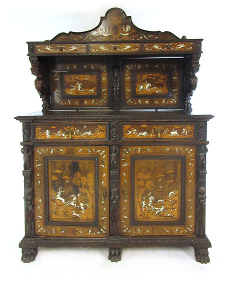 An 19th century Italian walnut and marquetry didarn,