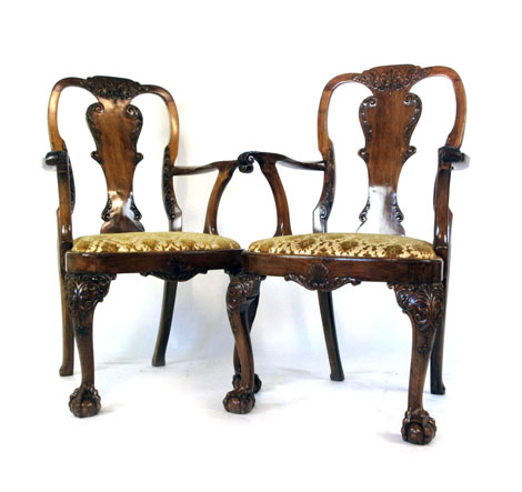 A set of twelve (ten plus two) reproduction dining chairs in the 18th century style,