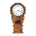 An early 20th century American walnut and marquetry wall hanging clock,