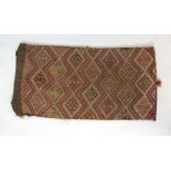 A hand woven Caucasian salt bag, l . 89 cm, w.