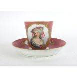 A late 18th century French cabinet cup and saucer,