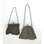 Two silver fine chain-link ladies' purses,