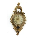 A Continental gilt wood Rococo wall clock,