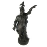 A large French figural bronze of Jean Sans Peur (John the Fearless) in full armour with cape and