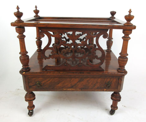 A late Victorian walnut Canterbury,