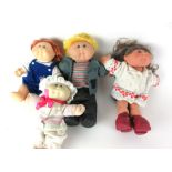 Four 1980's Cabbage Patch Kids dolls with plastic heads (4)