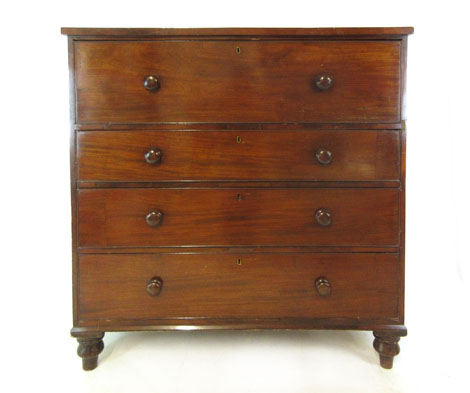 A 19th century mahogany chest of one deep over three graduated drawers on turned feet. h. 115 cm, w.