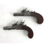 A near pair of 18th century flintlock boxlock 80-bore pocket pistols, marked Sharpe & Keene London,