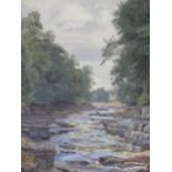 Attributed to Edith Martineau, ARWS, 1842-1909, a rocky river, unsigned, watercolour, 33 x 23 cm,