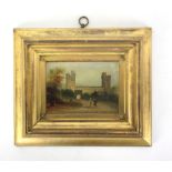 19th century School, 'Lannercost Priory', unsigned, oil on board, 9 x 13 cm, framed,