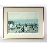 Helen Bradley (1900-1979), a group on a promenade, signed in pencil, lithographic print,