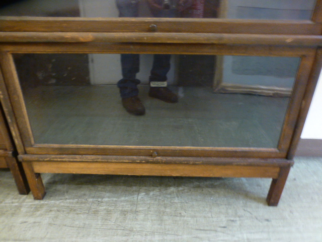 A pair of early 20th century walnut Globe-Wernicke bookcases, comprising of six glazed sections, - Image 7 of 7