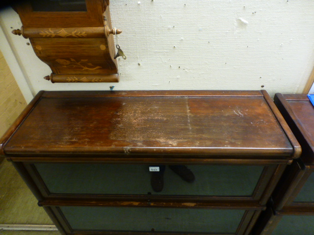 A pair of early 20th century walnut Globe-Wernicke bookcases, comprising of six glazed sections, - Image 4 of 7