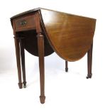 An Edwardian mahogany, line inlaid and satinwood crossbanded Pembroke table,