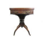 An Edwardian rosewood, line inlaid and marquetry envelope card table,