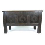 A late 17th century oak coffer,