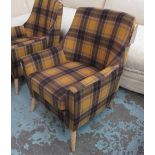 ARMCHAIR, Burberry style upholstery Contemporary design, 80cm H x 70cm W.