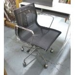 DESK CHAIR, Eames style, mesh and polished metal, 57cm W.