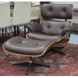 LOUNGER ARMCHAIR AND STOOL, Charles Eames design,