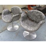 CHAIRS, a pair, Pierre Paulin Artifort in silver leather with velvet patterned fabric,