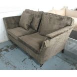 SOFA, two seater, in shimmering bronzed wave patterned upholstery, 177cm L x 100cm D x 85cm H.