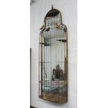 WALL MIRROR, gilt decorative birdcage frame, 145cm H x 54cm W.