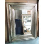 WALL MIRROR, rectangular with broad silver multi moulded frame, 139cm x 108cm.