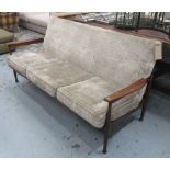 SOFA, Danish 1960's three seater with geometric patterned upholstery, 174cm L x 78cm H.