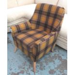 ARMCHAIR, Burberry style upholstery Contemporary design, 80cm H x 70cm W.