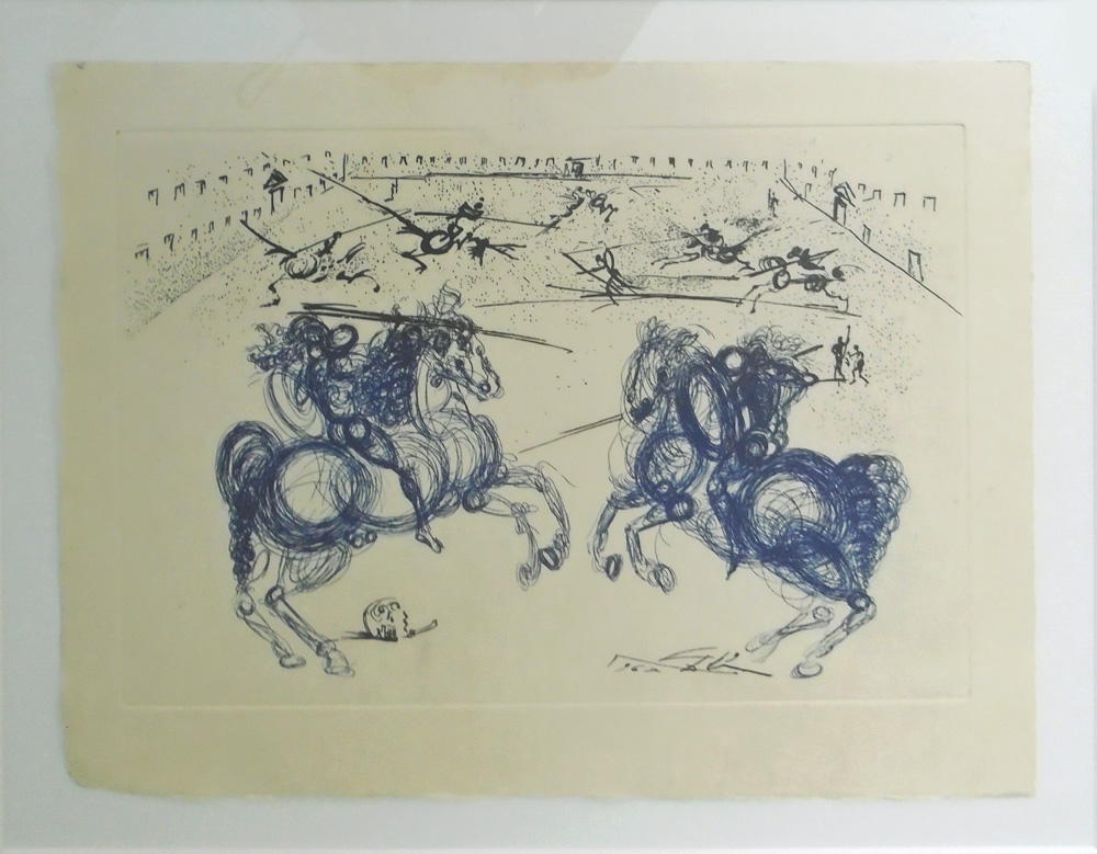 SALVADOR DALI, 'Knightly combat', original etching and aquatint on Japan paper, 1975,