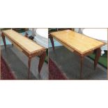 CONSOLE/DINING TABLE, by Bill Cleyndert, with a flip top and crossbanded detail,