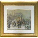 CARL GOEBEL (Austrian, 1824-1899), 'Street Scene in Wien,' watercolour, signed lower right,