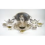 SILVER PLATED WARES, including two various three piece tea services,