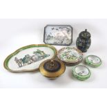 ITALIAN CERAMIC CABARET TRAY, cloisonné vase, enamelled tray and other decorative wares.