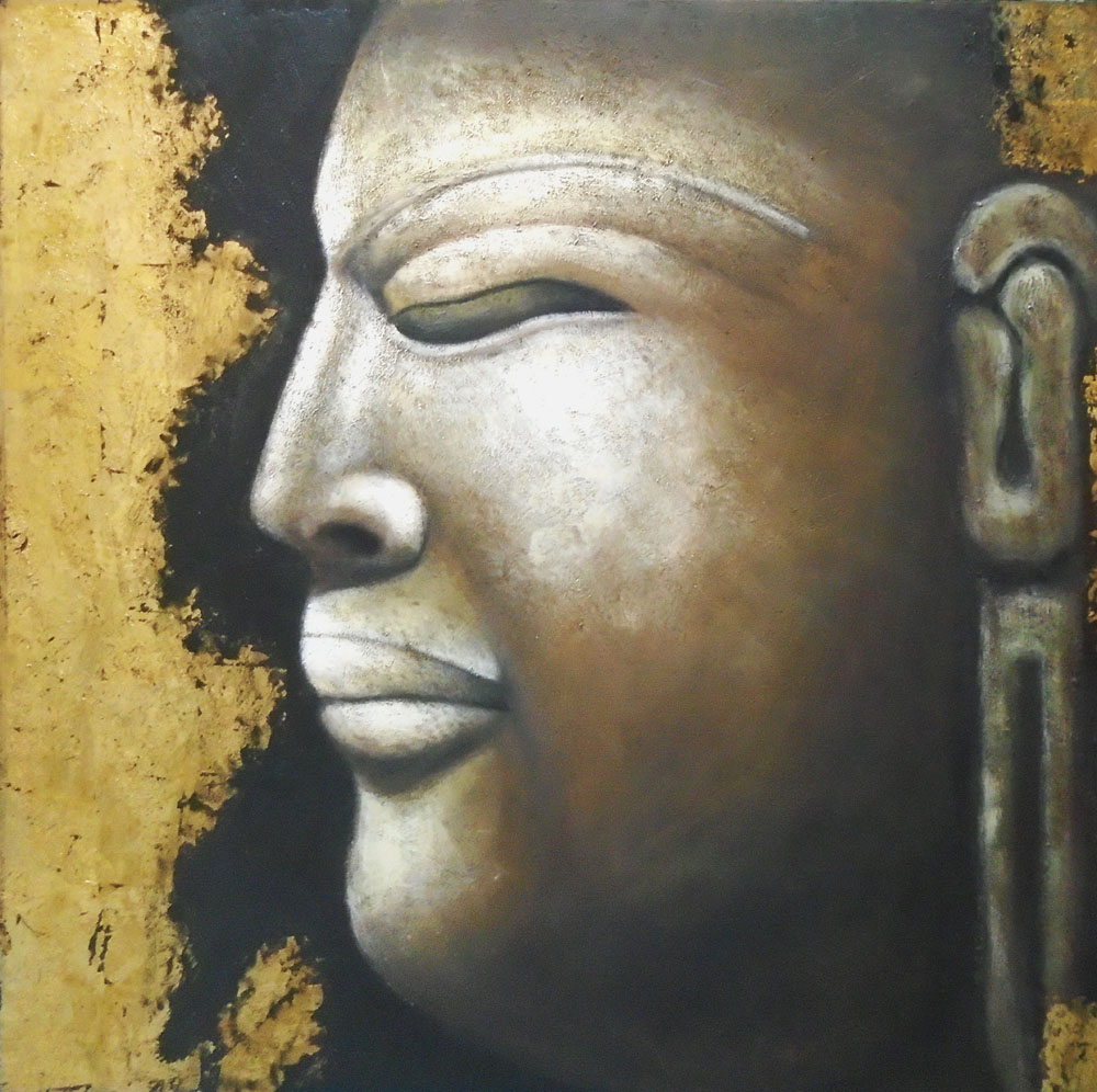 21ST CENTURY SCHOOL, 'Buddah', mixed media on canvas, 150cm x 150cm.