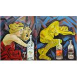 SILANOV LEV DOM BOBOLIS (1918-2005), 'Two drunk ballerinas', oil on canvas,