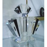PERFUME BOTTLE, large Art Deco design, crystal glass with screw top, 23cm H x 23cm W.