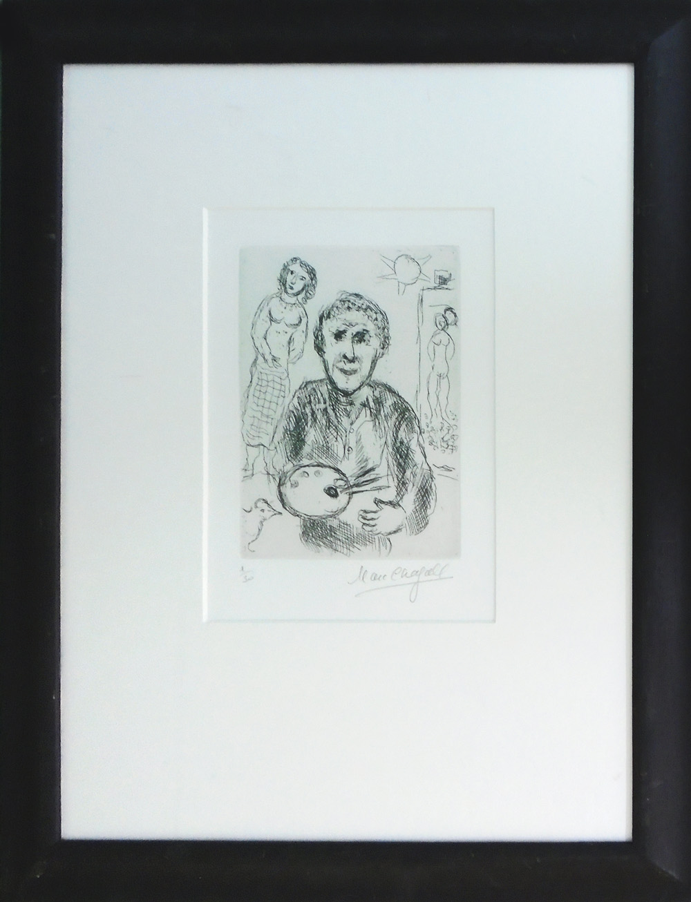 MARC CHAGALL, 'L'artiste et son modele', 1979, original etching on BFK rives paper,