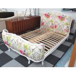 BEDFRAME, French style, upholstered in a Designer's Guild fabric, 320cm x 146cm x 120cm.