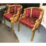 BERGERE ARMCHAIRS, a pair,