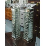 VENETIAN STYLE GLASS CANDLE HOLDERS, a pair, Contemporary design, 46cm H.